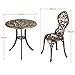 Yaheetech 3 Pieces Garden Furniture Set 2 Chairs & 1 Table Metal Bistro Set Seating Area Garden Set for 2 People, Weatherproof Furniture for Balcony/Terrace/Garden, Bronze