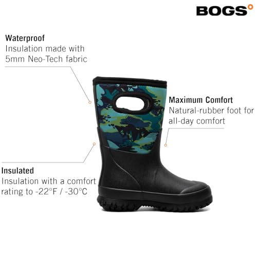 Image of BOGS Grasp Kids Waterproof Rain Boots, Insulated Winter Snow Boots | Winter Boots, for Rain, Snow & Mud with Easy Pull-On Handles for Toddlers, Boys & Girls, All-Weather Protection