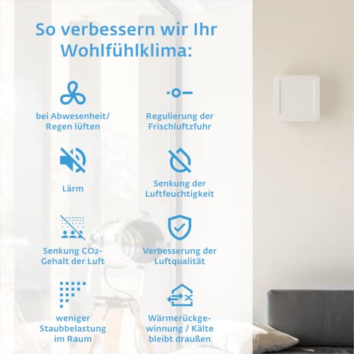 SIEGENIA AEROTUBE WRG smart Wand-Lüfter, dezentrale Wohnraum-Lüftung energiesparend, aktive Zu- oder Abluft, Wärmerückgewinnung, Temperatur- & Feuchtefühler, Verschluss elektrisch, Steuerung per App