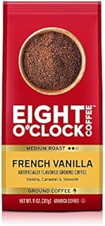 Eight O'Clock Coffee French Vanilla, Medium Roast, Ground Coffee, 100% Arabica, Kosher Certified, 11 Ounce (Pack of 6)