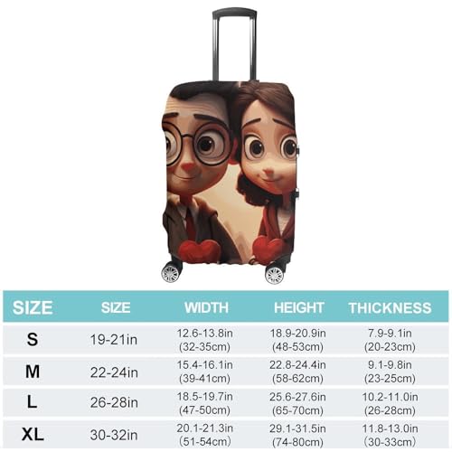 Cute Couple Printed Luggage Cover Protector, Fits 18-32 Inch Luggage2