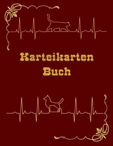 Karteikarten Buch Karteikartenbuch 100 Seiten A4 Hundesalon Katzensalon Mobiler Tierfriseur Tiersalon Hundefriseur Katzenfriseur Patientenkarteikarten ... ihrer Kundendaten Dienstleistung Rot