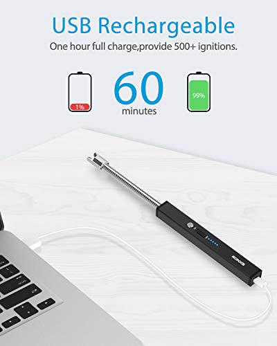 RONXS Lighters for Candle, Square Electric Grill Arc Lighter, USB Rechargeable Lighters Long Flexible Neck for Gas… - Image 5