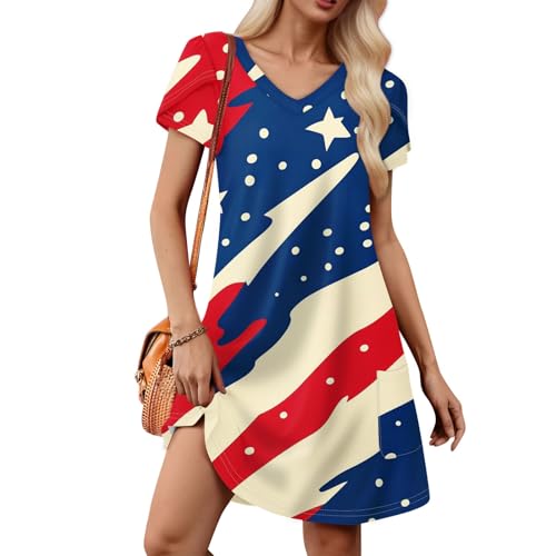 USA Dress Festival Fashion Stars Stripe Maternity Short Sleeve Graphic Independence Day Patriotic USA Flag Fourth of July Outfit Vestidos De Verano para Mujer 2025