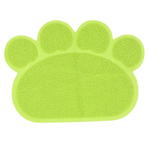 HEMOTON Alfombra de Arena para Gatos Tazón de Comida para Perros Mascota Estera de Arena en Forma de Pata esteras de Gato para Basura Suministros de Gatito de polivinilo Verde