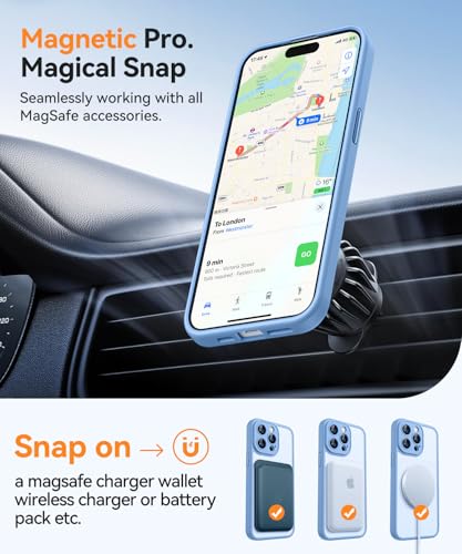 Image of CANSHN Magnetic Compatible with iPhone 14 Pro Max Case, Upgraded [Full Camera Protection] [Compatible with Magsafe] [Translucent Matte] Shockproof Protective Phone Case Cover 6.7 Inch - Light Blue