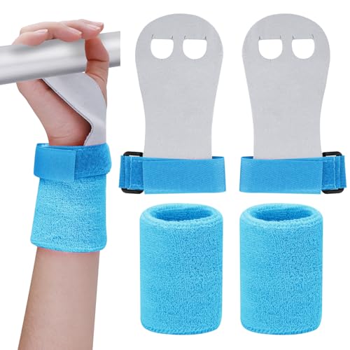 Abeillo 2 juegos de pulseras de agarre de gimnasia para niñas, jóvenes y niños, agarres de mano de gimnasia, protección de la palma de la barra de gimnasia y soporte de muñeca, accesorios deportivos