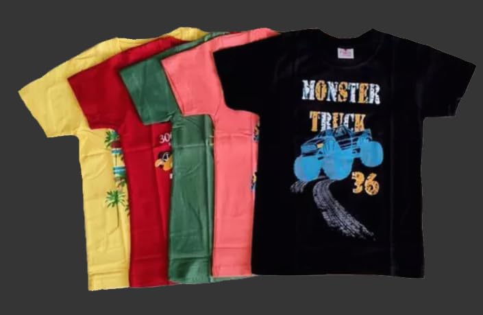Image of t Shirt for Boys Printed Cotton Half Sleeve Regular Fit Casual Multi Colors Set of 5 PCS