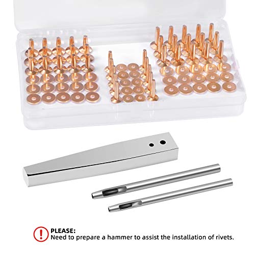 Junesunshine JUNE1 84Pcs, Copper Rivets And Burrs, #9 And #12 Burrs Setter, Leather Rivets Fastener Install Setting Tool thumb #6