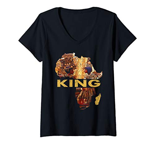 Womens KING HUSBAND MAN WITH EGYPTIAN AFRICAN COUPLE V-Neck T-Shirt