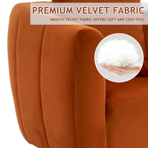 Sillón giratorio terciopelo suave naranja miniatura 5