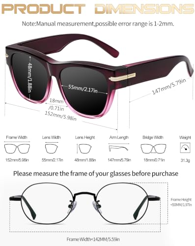 Image of KANASTAL Over Glasses Sunglasses Square Fit Over Polarized Sunglasses UV400