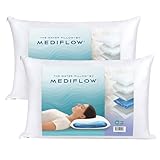 Mediflow Daunen-Wasserkissen – 60% Daunenfüllung, verstellbares Kissen zur Linderung von Nackenschmerzen, Kissen für Seiten-, Rücken- und Bauchschläfer, White (50 x 70 cm 2er-Set)
