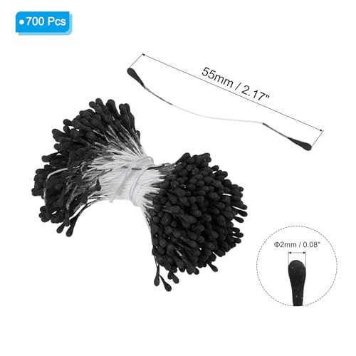 PATIKIL 2mm Double-Ended Black Artificial Flower Stamen, 700 Pcs, 2 Bundles, Natural Realistic Style - Image 2