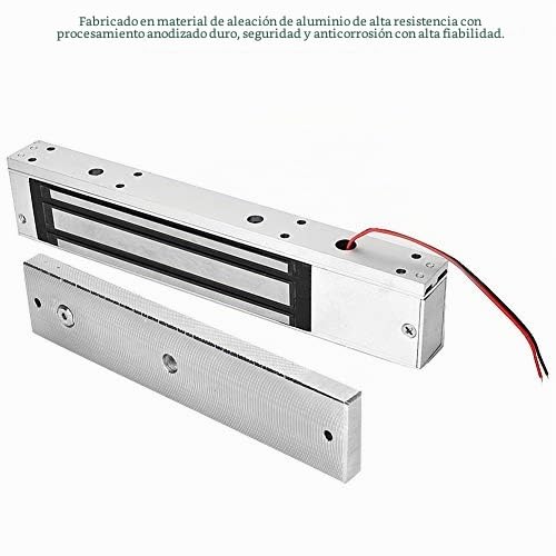 Cerradura electromagnética de 12 V CC y 280 kg de fuerza de retención con luz LED: solución segura para puertas de madera, metal y vidrio.