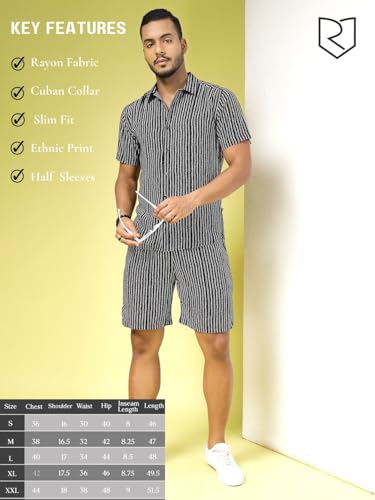 Image of Rigo Printed Co-Ord Set for Men's | Casual Shirt & Shorts Night Suit Set | Lounge-wear Nightdress Pajama Set for Men's | Night Wear, Beach Wear, Vacation Wear Outfit