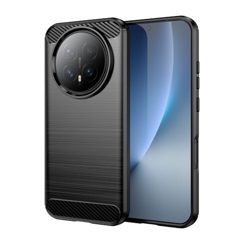 Effcotuo Funda para Honor Magic 8 Lite Cover Fibra de Carbono Carcasa Protectora Antigolpes, Suave TPU Silicona Caso Anti-Choques Case Cover - Negro