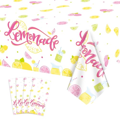 4Pcs Zitrone Party Tischdecke, gelbe Tischdecke Kunststoff, rechteckige Limonade Stand Zubehör für Kinder Geburtstag Baby Dusche Sommer… – Ansicht 1