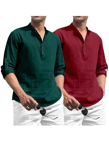 Image of Zombom Men's Kurta || Chinese Collar Long Sleeves || Straight Hip Length Kurtas || Short Kurta for Men || for Festival || Function || Occasion Wear Fancy Kurta for || Best Gifts for Men