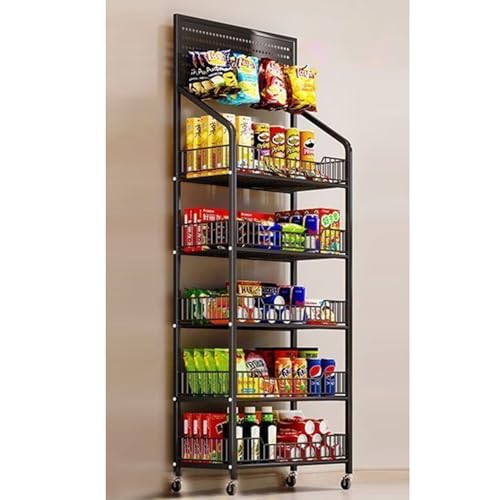 Du - Estantería de 5 niveles para cesta de frutas móvil para mercados, tiendas de conveniencia y teatros, patatas fritas blancas y R (60 x 27 cm)