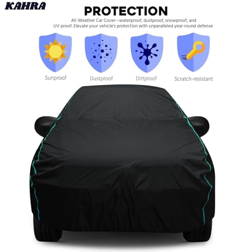 Image of 100% Waterproof Car Cover for Tata Nexon with Mirror Pockets, Triple Stitched, Heavy Duty, UV Protection (Black)