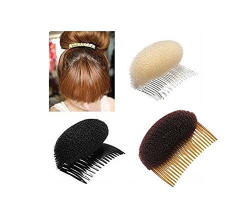 2PCS Women Lady Girl Magic Hair Styling Clip Do Beehive Hair Styler Tool Charming Bump It Up Volume Inserts Stick Bun Maker Hair Comb Hair Accessories (Beige)