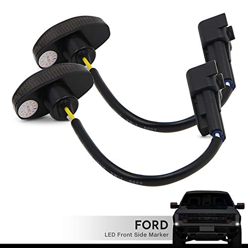 LED Side Marker Lamps for 2010-2014 Ford F150 SVT Raptor Pick Up Front Fender Flare Side Marker Lights F-150 Smoked Lens White LED Turn Signal Light Kits - Thumbnail 4