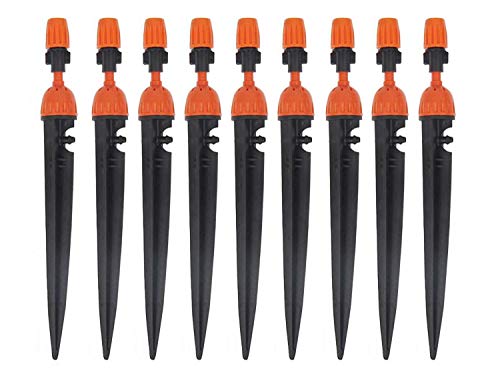 CTKcom Micro Spray Adjustable 360 Degree Water Flow Irrigation Drippers on Stake Emitter Drip System,Suitable for 4mm/7mm Tube,Pack of 50