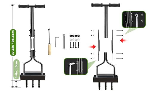 Kedoxi Manual Lawn Aerator 3 Core, Hollow Tine Aerator Coring Tool with Core Collection Box, Plug Aeration 38In, Heavy Duty Plug Core Aeration Tool for Lawns Garden Compacted Soils and Lawns Yard 4 Kedoxi Manual Lawn Aerator 3 Core, Hollow Tine Aerator Coring Tool with Core Collection Box, Plug Aeration 38In, Heavy Duty Plug Core Aeration Tool for Lawns Garden Compacted Soils and Lawns Yard - Image 4