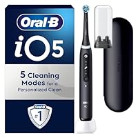 Oral-B iO5 Electric Toothbrushes For Adults, 1 Toothbrush Head & Travel Case, 5 Modes With Teeth Whitening, UK 2 Pin Plug, Black