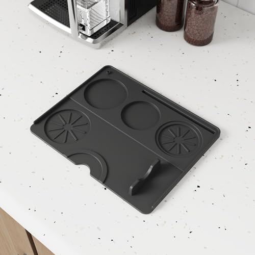 Image of Espresso Tamping Mat, Coffee Tamper Mat, Espresso Mat for Counter, Silicone Tamper Mat, Food-grade, Non-Slip, Waterproof, Heat Resistant (Black, 9.84''x7.87'')