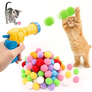 HDKAJL 100 Stück Katzenspielzeug mit Ballwerfer