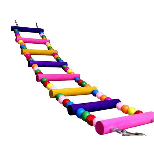 lyhhai Multicolor Ladder Bridge Budgie Parrot Climbing Bite Toy Parakeet Swing Bird Toy - 42cm/16.62inch