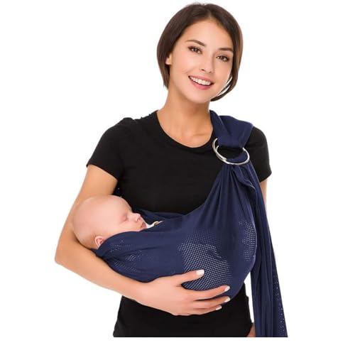 CUBY Sommer Einstellbar Schultertrage f&uuml;r Babys mit Rostfreier Doppel Ring, Baby Tragetuch mit Atmungsaktiv Masche, Babytragetuch Ring Sling Perfekt f&uuml;r Neugeborene und Kinder Unter
