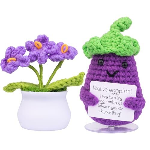 Mwmoeen Pocket Hug Positive Kartoffel, Funny Positive Kartoffel und Blumentöpfe, Handgemachte Häkeln Positive Kartoffel, Inspirierende Kartoffel Tasche Umarmung Geburtstagsgeschenk