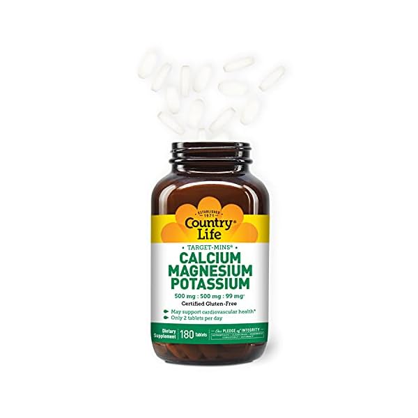Country Life, Target-Mins Calcium Magnesium Potassium, Supports Heart Health, Daily Supplement, 180 ct