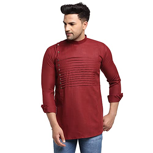 Image of SAIFOO Men's Rich Cotton Blind Short Kurta
