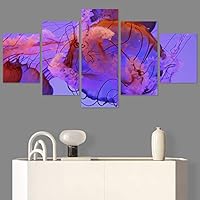 SIGNWIN 5 Panel Canvas Wall Art Neon Clouds for Home Decorations Ready to Hang - 60
