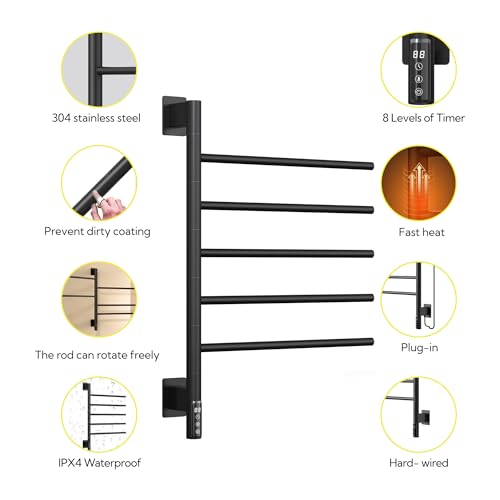 P&Bhusri Towel Warmers, Rotating Towel Rack Electric Towel Warmer With Built-In Timer thumb #5