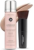 MagicMinerals AirBrush Foundation by Jerome Alexander – 2pc Set with Airbrush Foundation and Kabuki Brush - Spray Makeup with Anti-aging Ingredients for Smooth Radiant Skin - Medium