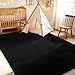 Vasofe Black Area Rugs for Living Room Bedroom, 4x6 Modern Thickened Memory-Foam Throw Carpet, Super Soft Kids Boys Girls Rug, Non-Slip Washable Carpets for Dorm Nursery Classroom Office Decor