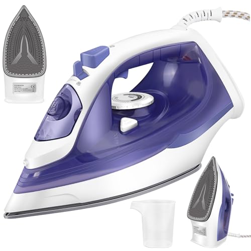 Ferro da stiro a vapore senza fili, 2400 W, cavo con serbatoio d'acqua da 350 ml, fondo antiaderente, riscaldamento rapido, 5 modalità di vapore, getto di vapore verticale, vapore spray e selb