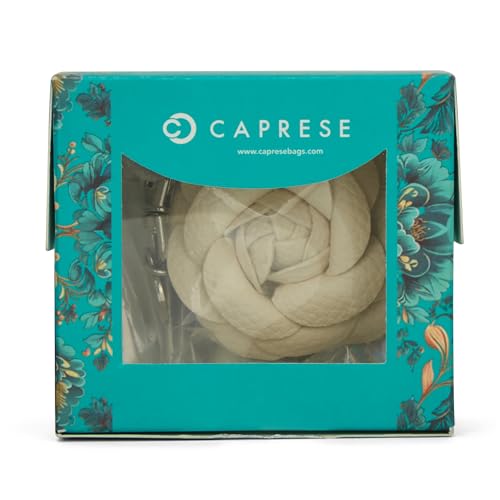Image of Caprese Rose Flower Purse Hook & Bag Charm for Handbags | 2-in-1 Detachable PU Floral Table Hanger & Accessory | Holds up to 7 kg (Beige)