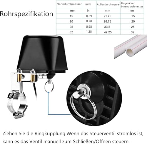 UseeLink Intelligentes Wasserventil, Zigbee-Wasserventil,Zigbee-Ventil, automatischer Kugelhahn-Bewässerungstimer, kompatibel mit Alexa und Google，Zur Nutzung ist ein Zigbee-Hub erforderlich.