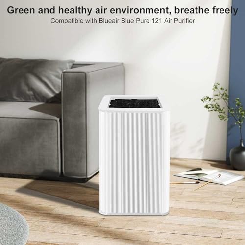 Image of 121 Replacement Filter Compatible for Blueair Blue Pure 121 Smart Machine, 2 in 1 Filtration System, White Airborne Particle Dust Pet Dander Filter&Odor Smoke Smell Activated Carbon Filter, 1 Pack