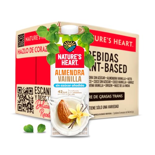 Nature's Heart Leche Almendra Vainilla Sin Azúca Caja con 6 946 ml c/u