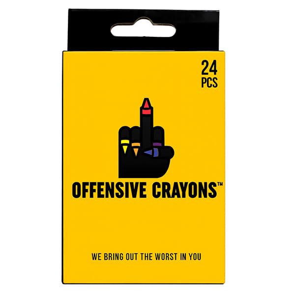 MilkToast Brands Offensive Crayons Original Edition, 24-Count Adult Crayons with Sarcastic Sayings, Funny Gag Gift for Adults, Secret Santa, Dark Humor Gifts, Sarcastic Funny Gifts