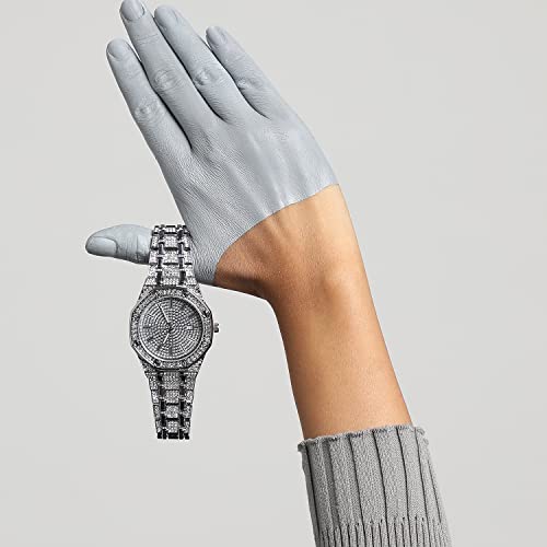 Image of Haute Sauce Women's Embellished Analog Dial with Stainless Steel Strap | Battery Power | Foldover Closure | Quartz Movement | Fashion Wrist Belt Watch for Female and Girls