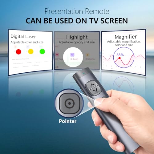 Image of N97s Presentation Clicker for Powerpoint Presentations with Digital Pointer | Red Laser, Metal Housing, Magnifier /Highlight /Mouse Left Click, TV Screen & Projector Clicker, Built-in Storage Receiver