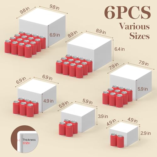 Image of 6 PCS Buffet Risers, Large Food Risers for Buffet Table, Display Stand Shelf for Party, Catering, Jewelry & Collectibles, White Acrylic Nesting Boxes for Food Display (10 inch 9 inch 8 inch 7 inch 6 inch 5 inch)